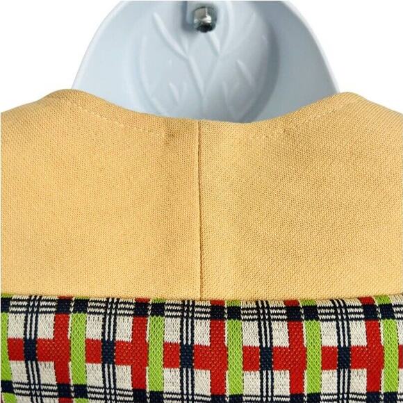 Vintage 70s Zip Front Yellow Red Cropped Short Sleeve Bolero Jacket S NEW Tags - Picture 6 of 11